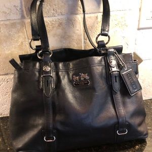 Black leather coach Madison Mia tote